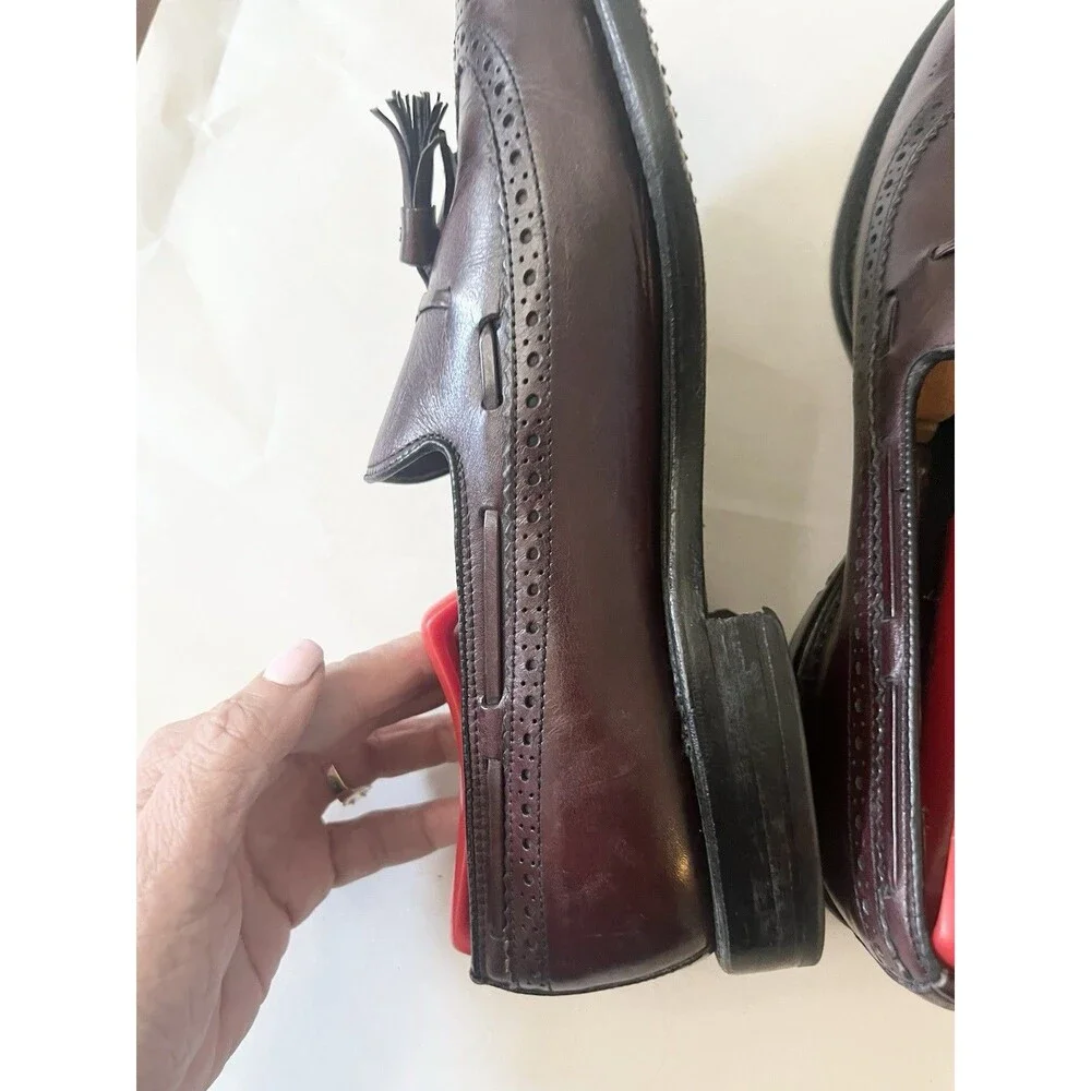 Allen Edmonds Manchester Wingtip Tassel Loafers Mens Size 7.5 D Burgundy USA EUC